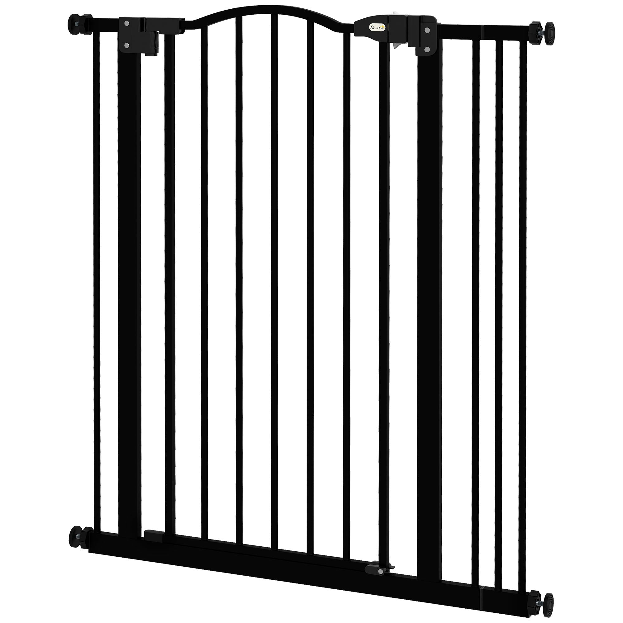 Extra Tall Dog Gate with Door, Pressure Fit, Auto Close, Double Locking for Doorways Hallways Stairs, 29"-34", Black-Dogs-DECOROLALA