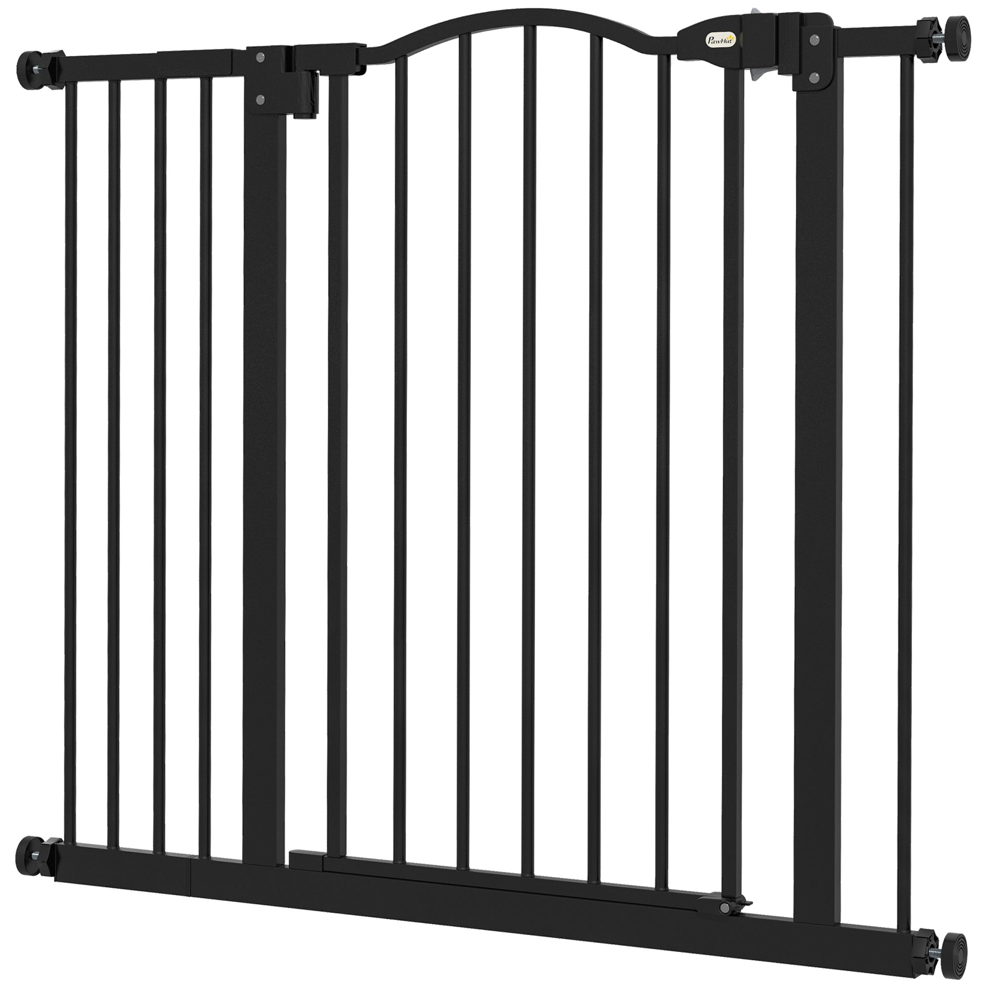 Extra Tall Dog Gate with Door, Pressure Fit, Auto Close, Double Locking for Doorways Hallways Stairs, 29"-37", Black-Dogs-DECOROLALA