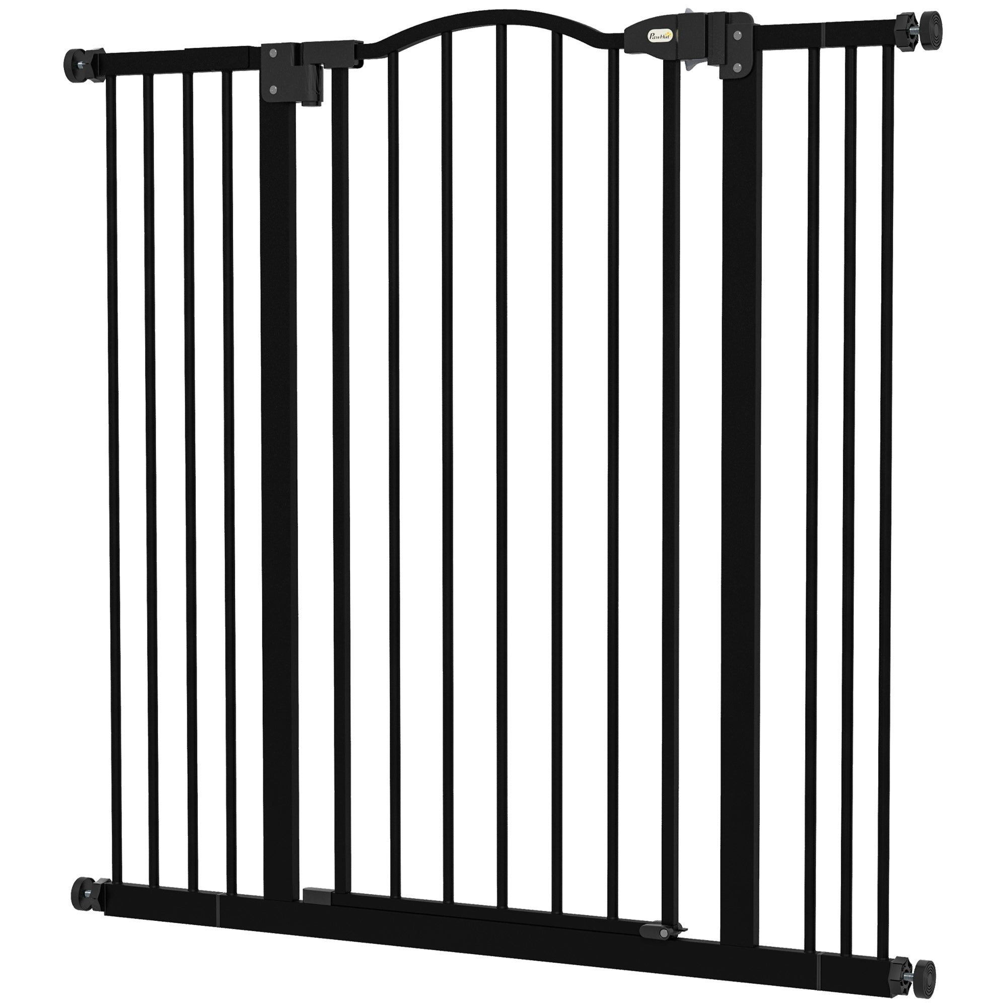 Extra Tall Dog Gate with Door, Pressure Fit, Auto Close, Double Locking for Doorways Hallways Stairs, 29"-39", Black-Dogs-DECOROLALA
