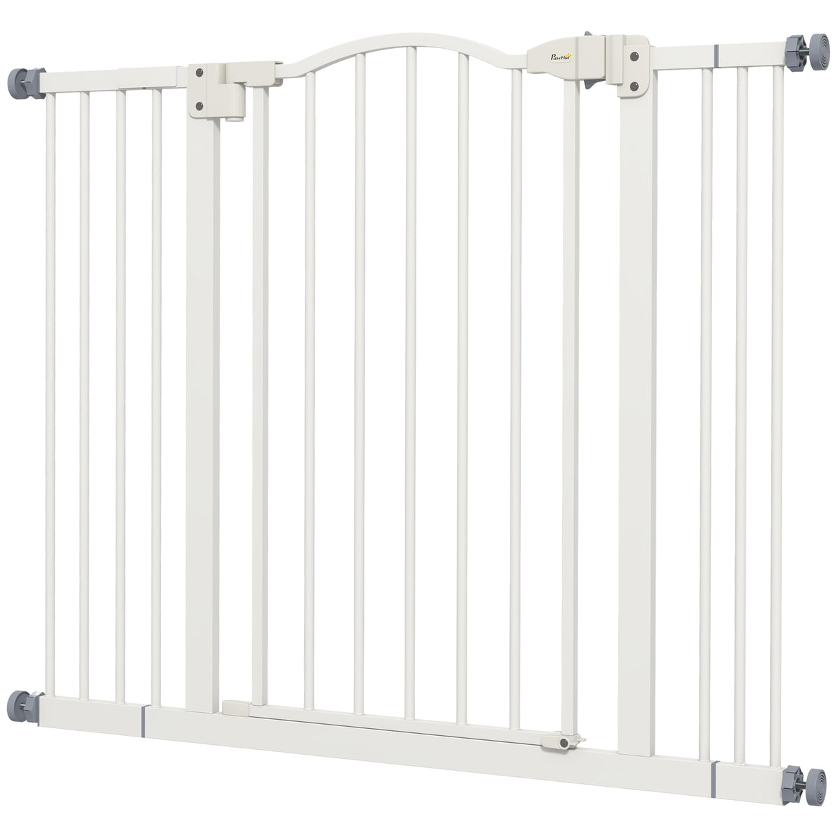 Extra Tall Dog Gate with Door - White Metal 29"-39" Wide-Dogs-DECOROLALA