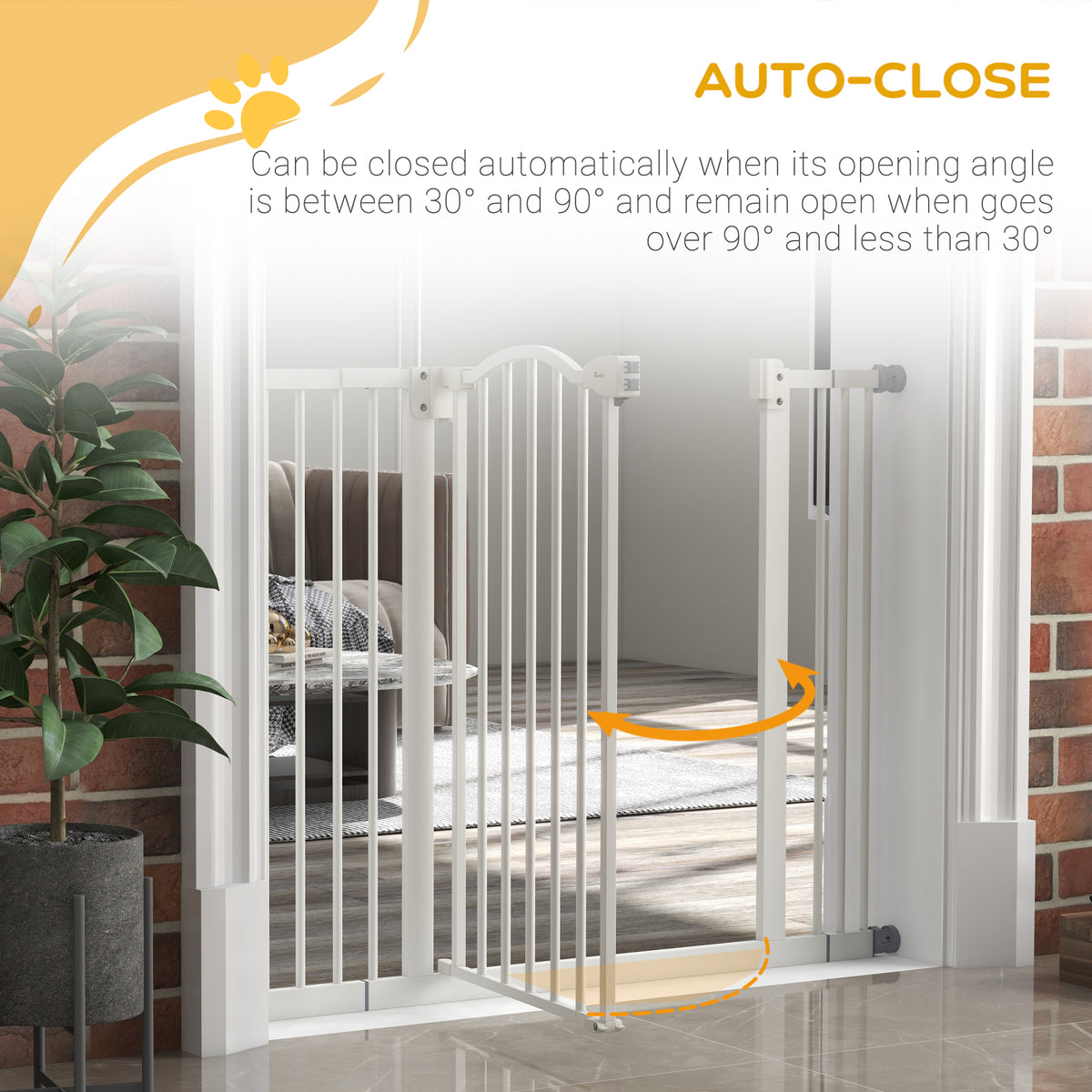 Extra Tall Dog Gate with Door - White Metal 29"-39" Wide-Dogs-DECOROLALA
