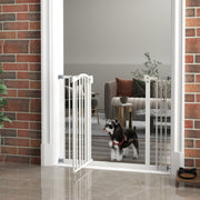 Extra Tall Dog Gate with Door - White Metal 29"-39" Wide-Dogs-DECOROLALA