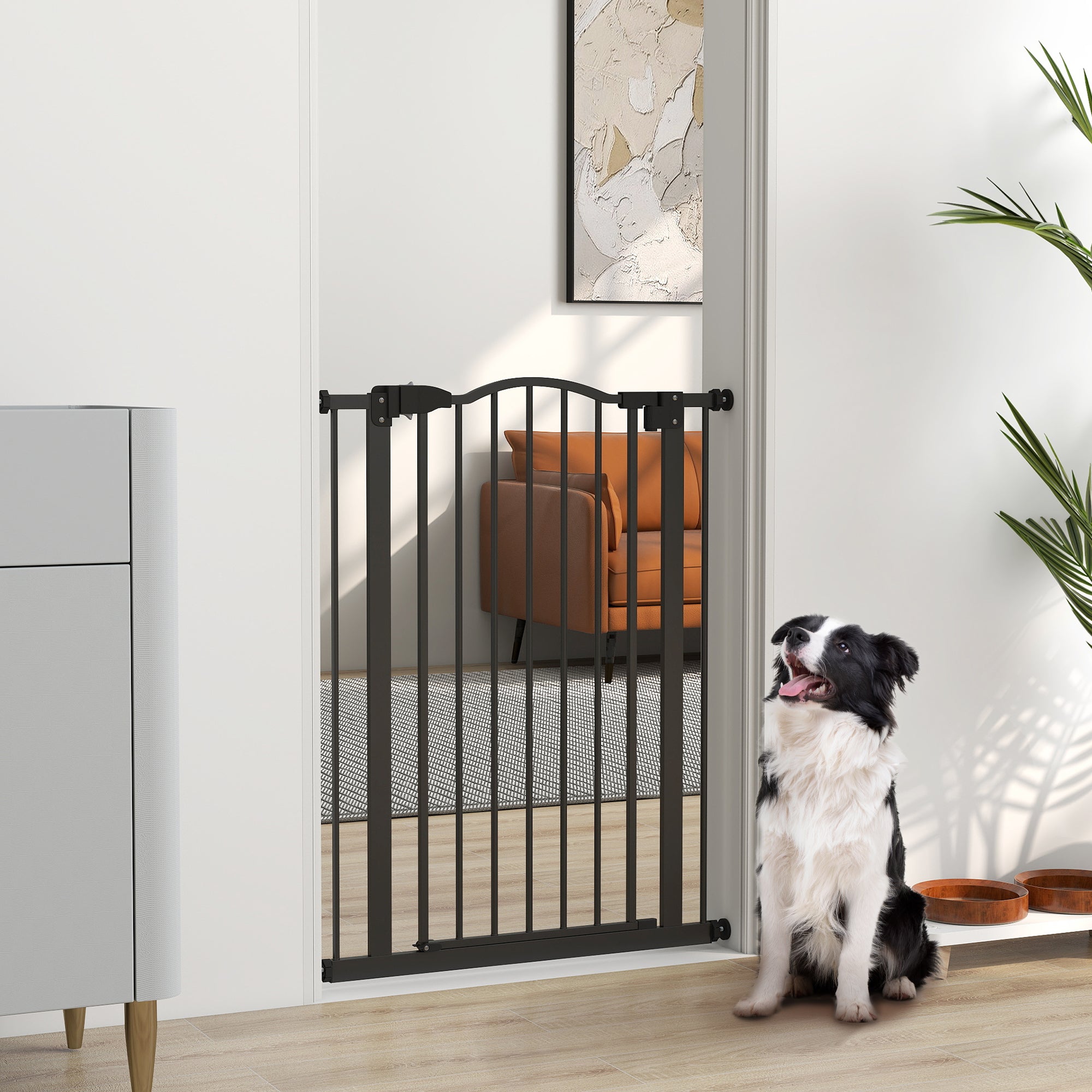 Extra Tall Pressure Fit Dog Gate - Black 29"-32" Wide x 37"H-Dogs-DECOROLALA
