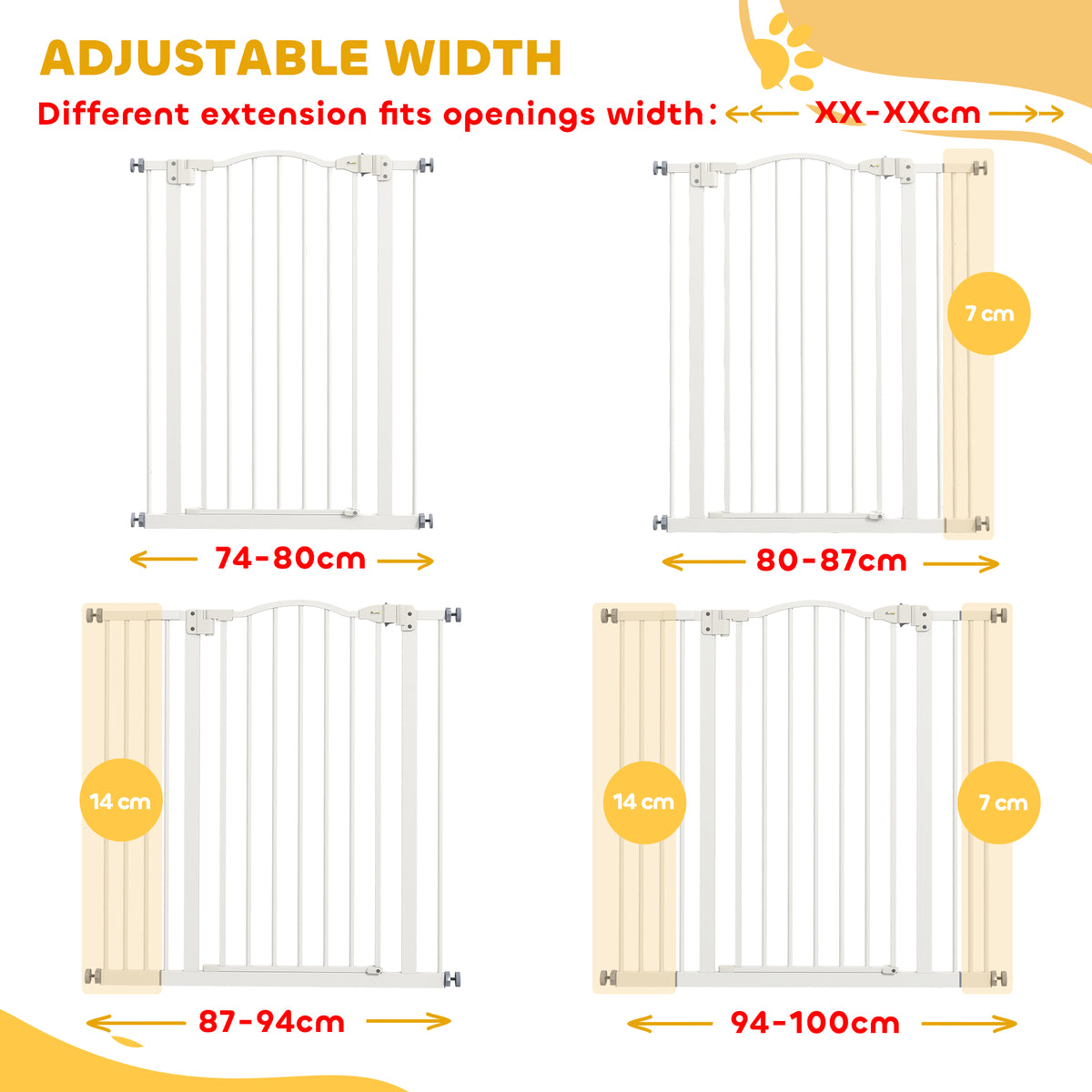 Extra Tall Pressure Fit Dog Gate - White 29"-39" Wide 37" High-Dogs-DECOROLALA