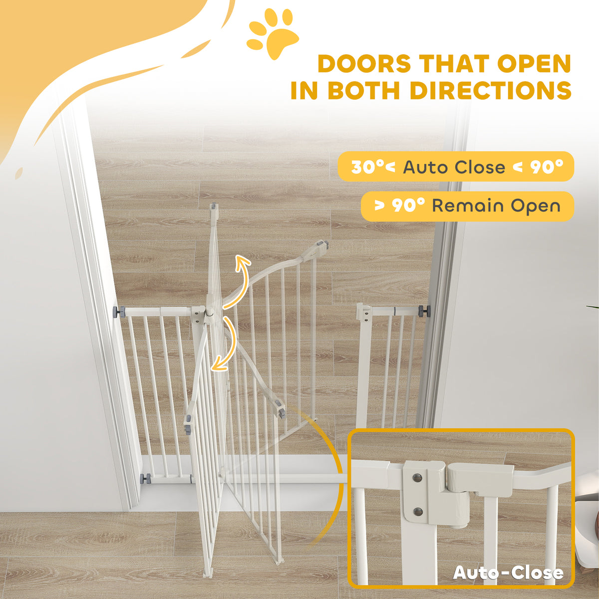 Extra Tall Pressure Fit Dog Gate - White 29"-39" Wide 37" High-Dogs-DECOROLALA