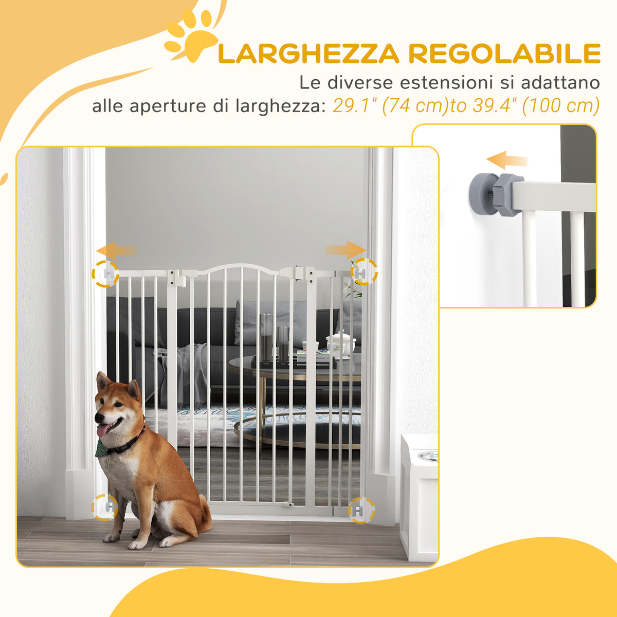 Extra Tall Pressure Fit Dog Gate - White 29"-39" Wide 37" High-Dogs-DECOROLALA