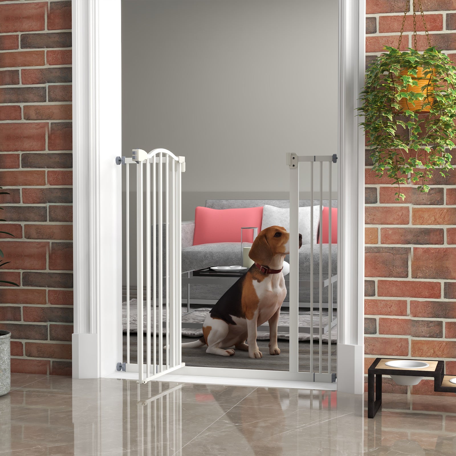 Extra Tall Pressure Fit Dog Gate - White 29"-39" Wide 37" High-Dogs-DECOROLALA
