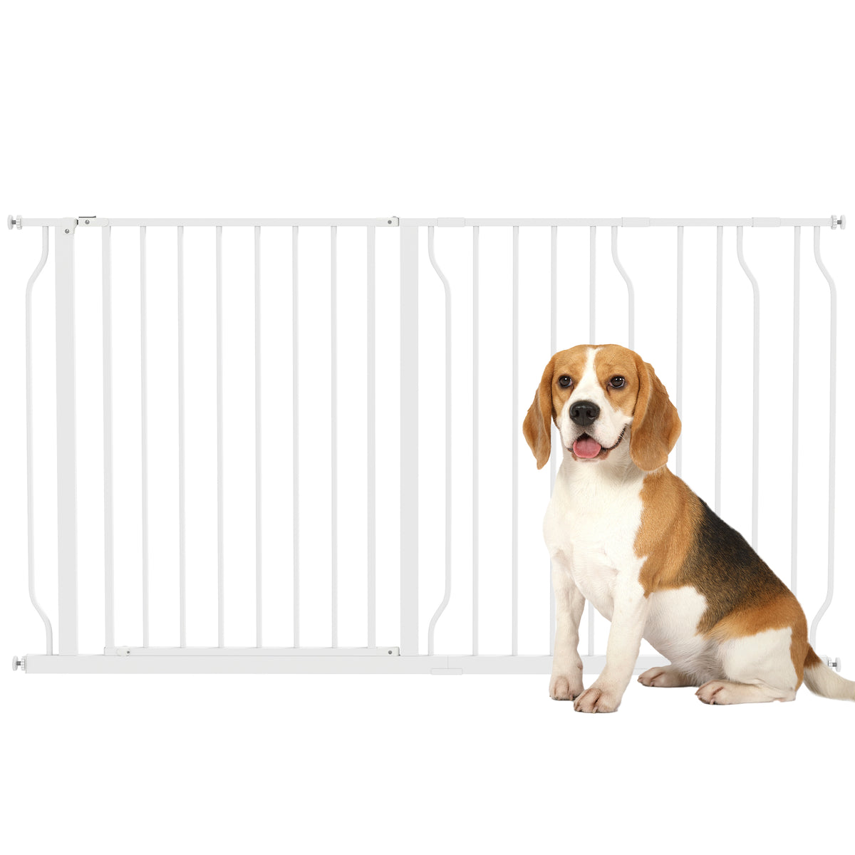 Extra Wide Pet Gate 30"-57" W x 30" H - White Steel with Door-Dogs-DECOROLALA