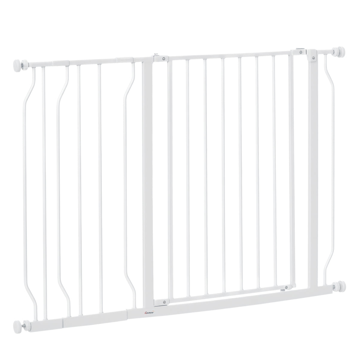 Extra Wide Pet Gate with Door - White 30"- 45" Steel Dog Gate-Dogs-DECOROLALA