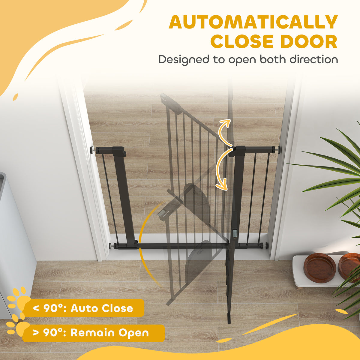 Extra Wide Pet Gate with Small Door - 30"-41"W x 35"H Black Metal-Dogs-DECOROLALA