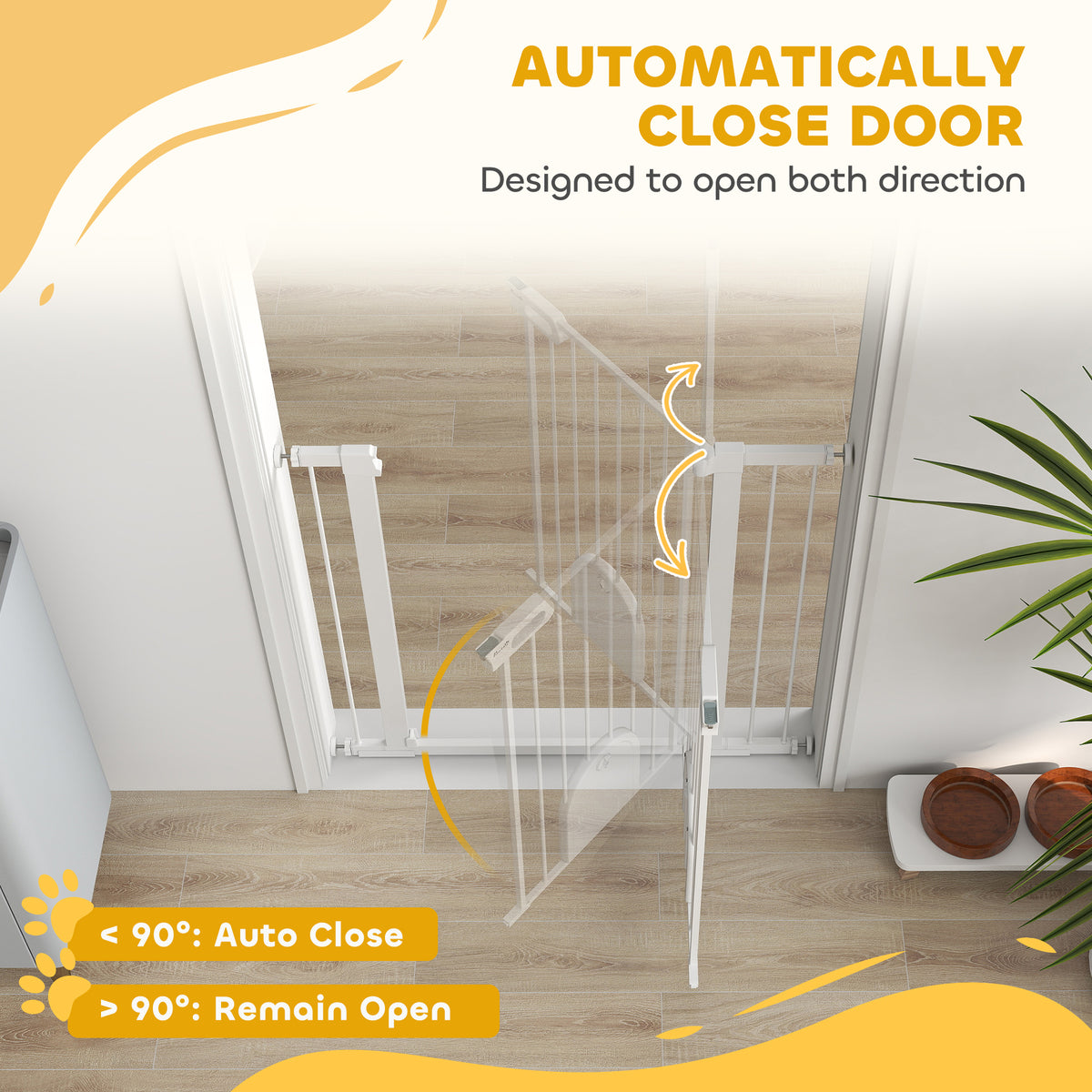 Extra Wide Pet Gate with Small Door - 30"-41"W x 35"H White Metal-Dogs-DECOROLALA