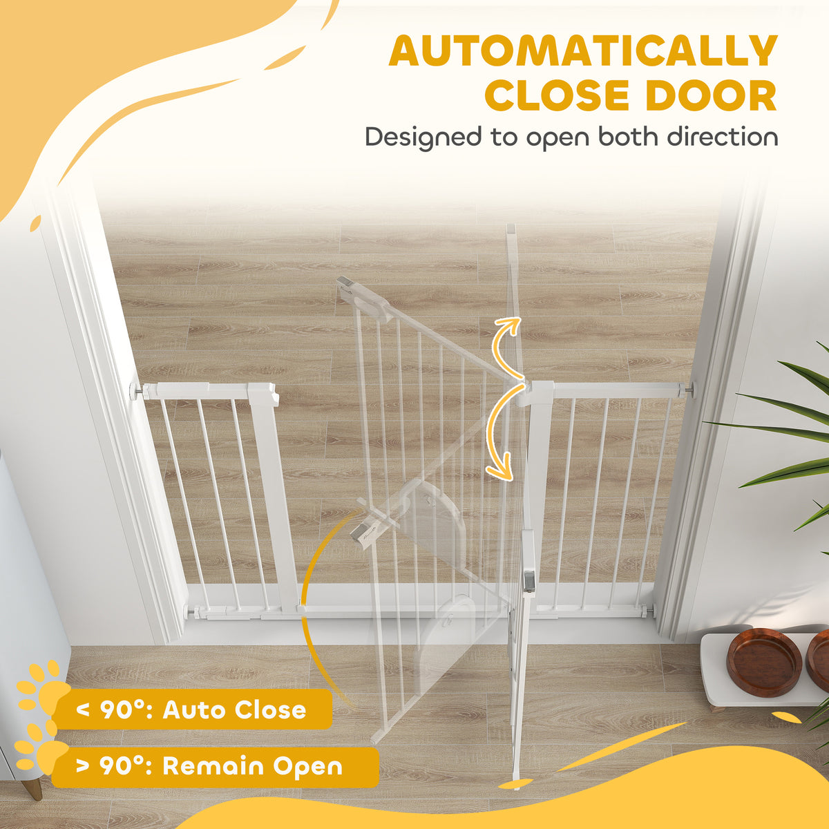 Extra Wide Pet Gate with Small Door - 30"-52" Wide, 35"H White-Dogs-DECOROLALA