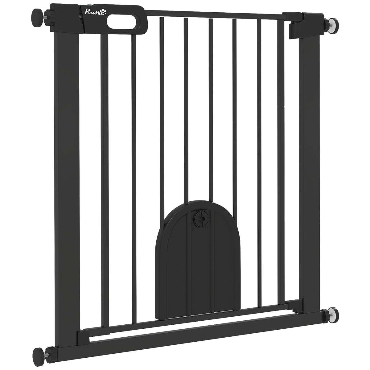 Extra Wide Pet Gate with Small Door - 30"H Black Metal-Dogs-DECOROLALA
