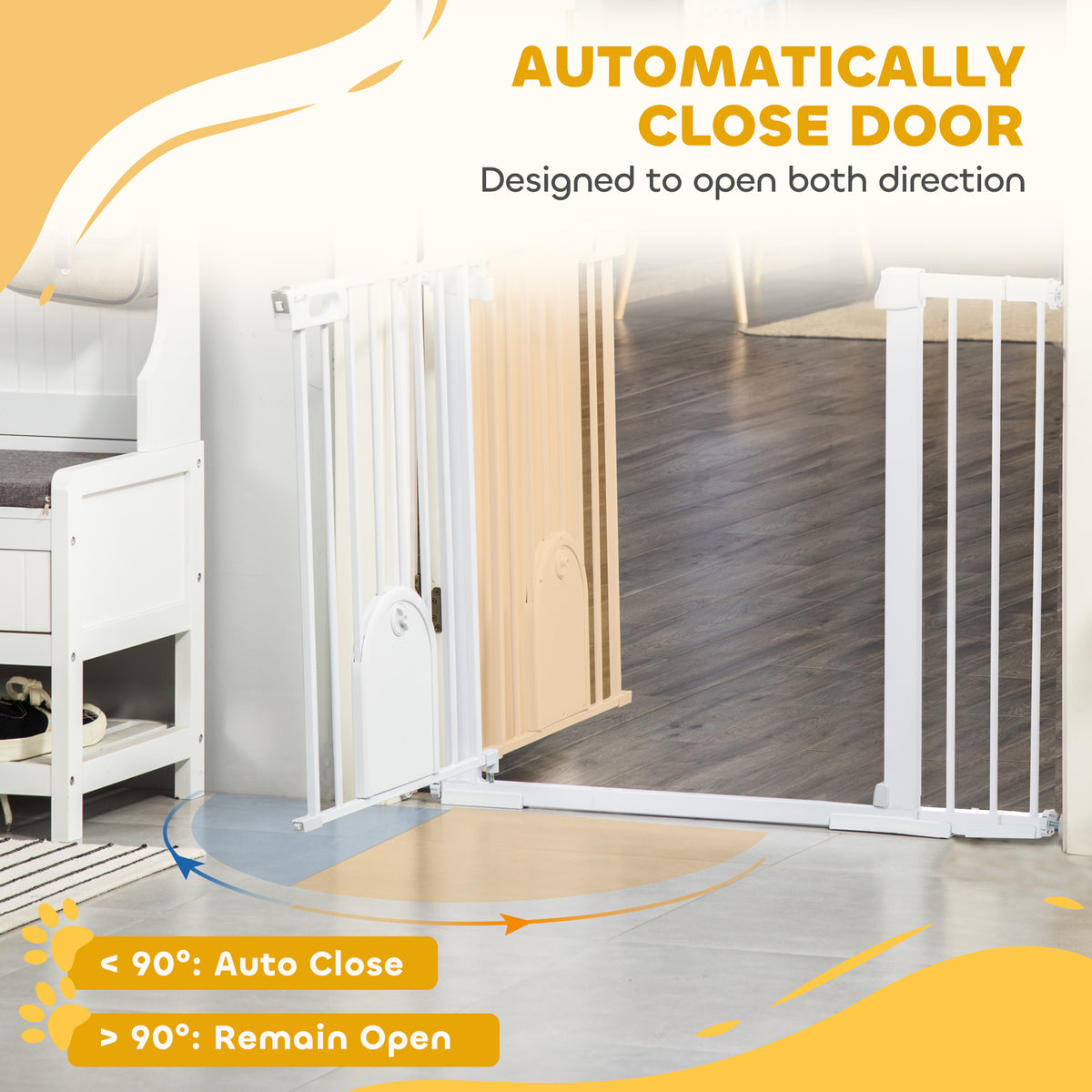 Extra Wide Pet Gate with Small Door - 30"H White Metal 30"-52"W-Dogs-DECOROLALA