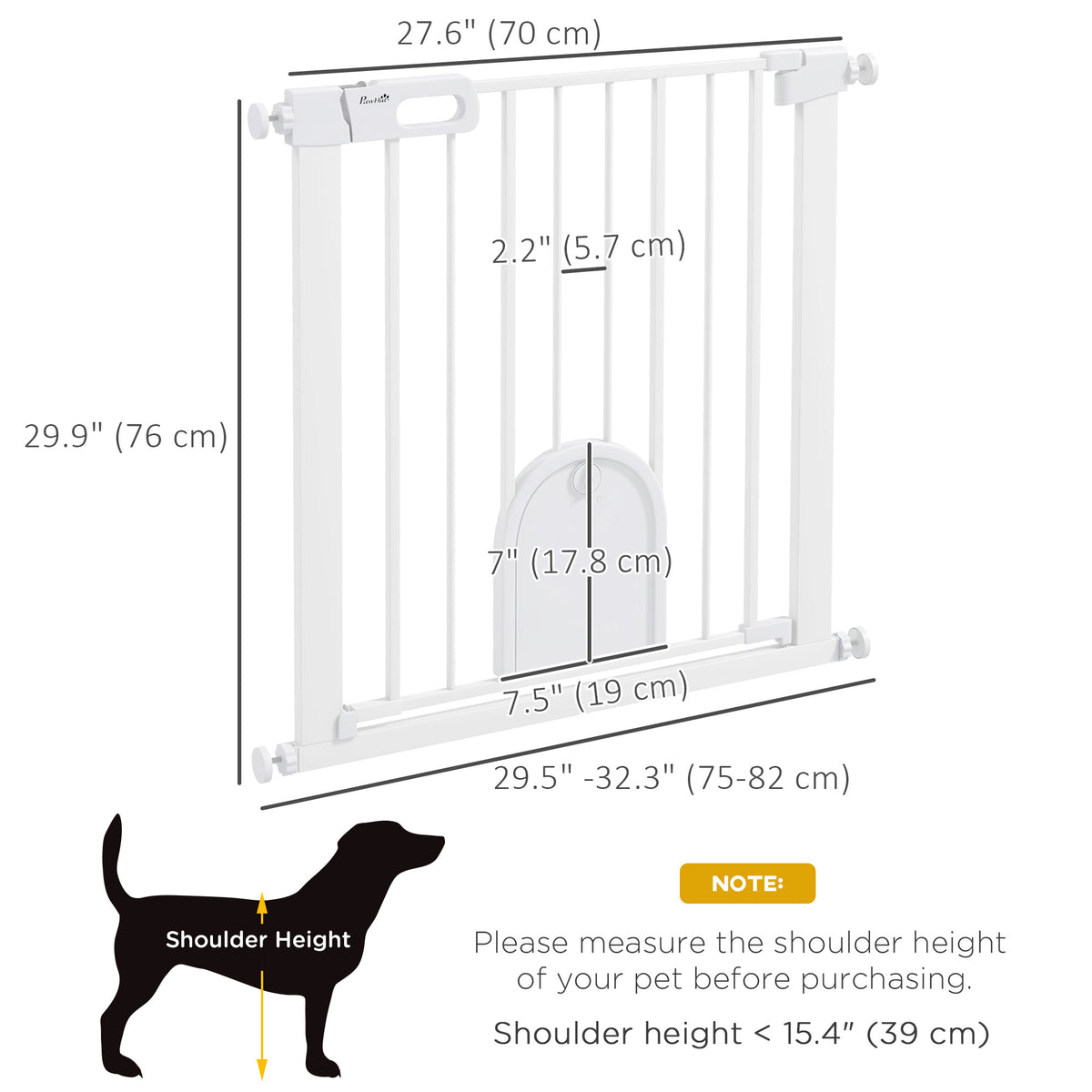 Extra Wide Pet Gate with Small Door - 30"H White Metal Pressure Fit-Dogs-DECOROLALA