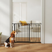 Extra Wide Steel Pet Gate - 29.5"- 45.3" Wide, 30" Tall, Black-Dogs-DECOROLALA
