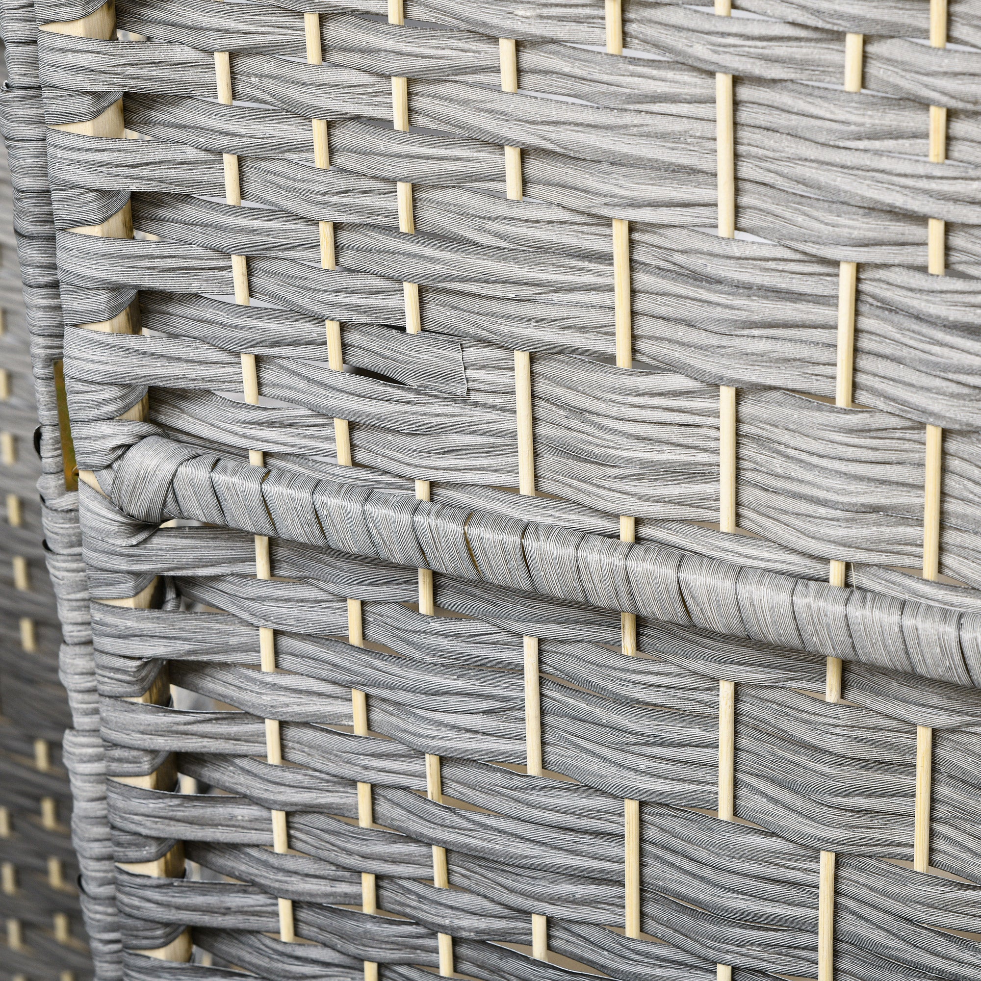 Séparateur de pièce pliable de 1,83 m de hauteur, écran d’intimité portable à 4 panneaux, cloison séparatrice murale tressée à la main, gris mélangé