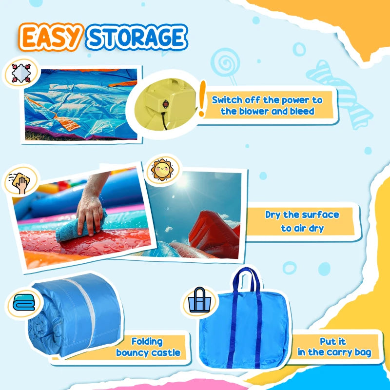 Outsunny 6-in-1 Kids Inflatable Bouncy Castle with Water Slide