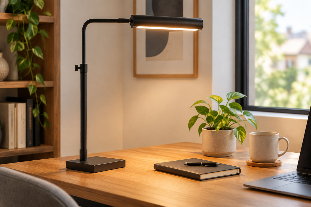 Fabolia Adjustable Desk Lamp, Matte Black-Desk Lamp-DECOROLALA