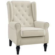 Fabric Accent Chair Button Tufted Wingback White-DECOROLALA