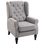 Fabric Accent Wingback Chair, Grey, Upholstered Modern, Button Tufted, Thick Padding-DECOROLALA