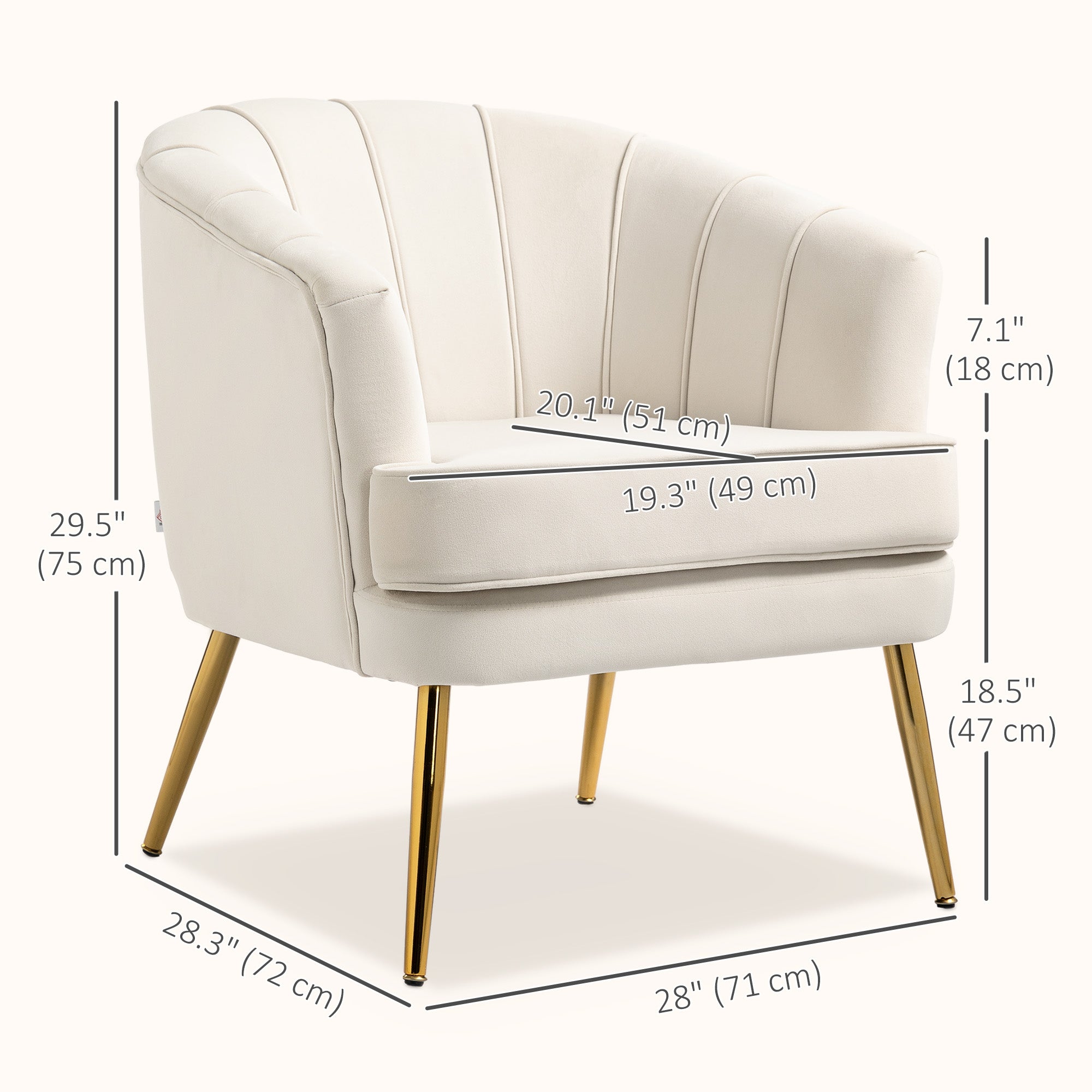 Fabric Armchair Modern Accent Chair Cream White-DECOROLALA