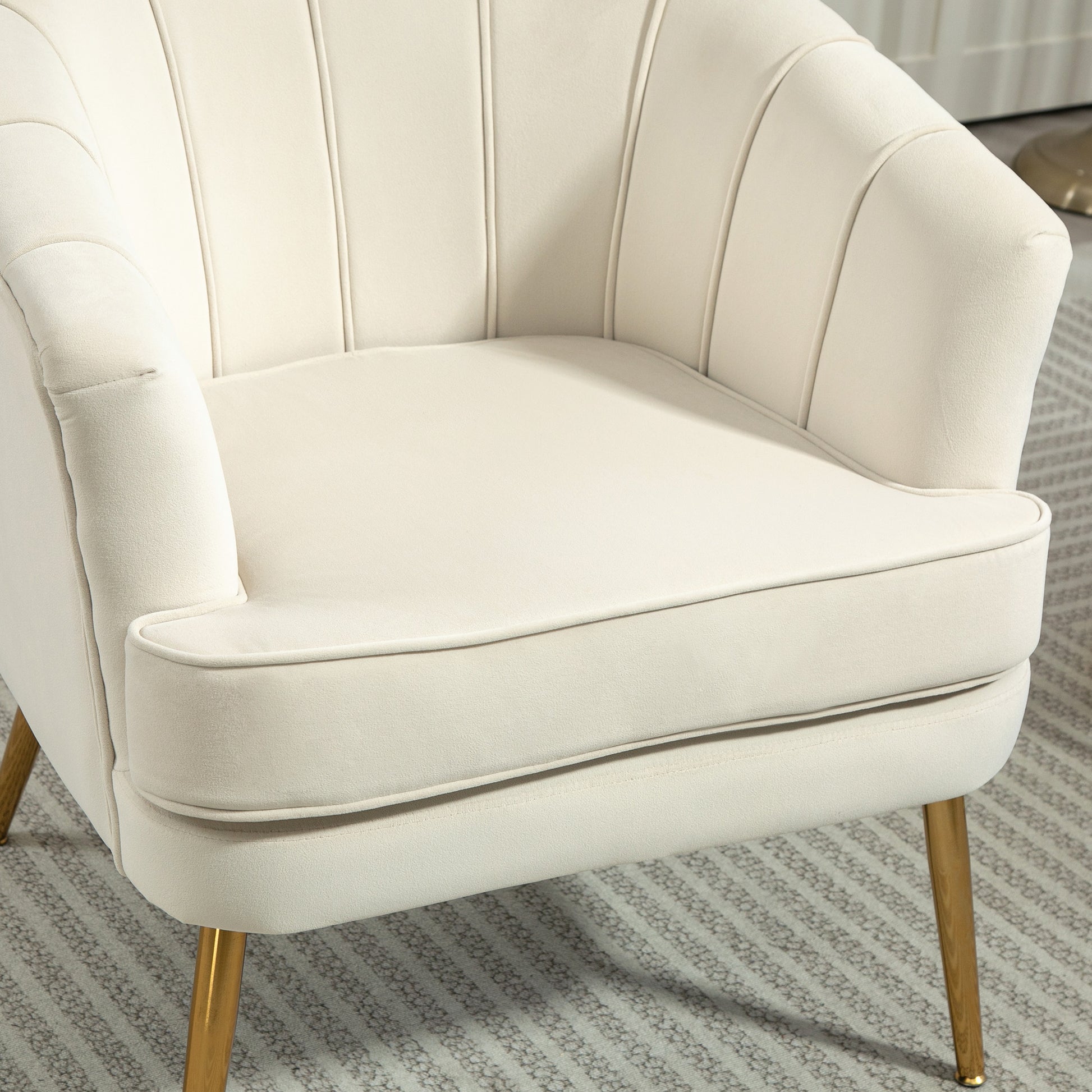 Fabric Armchair Modern Accent Chair Cream White-DECOROLALA