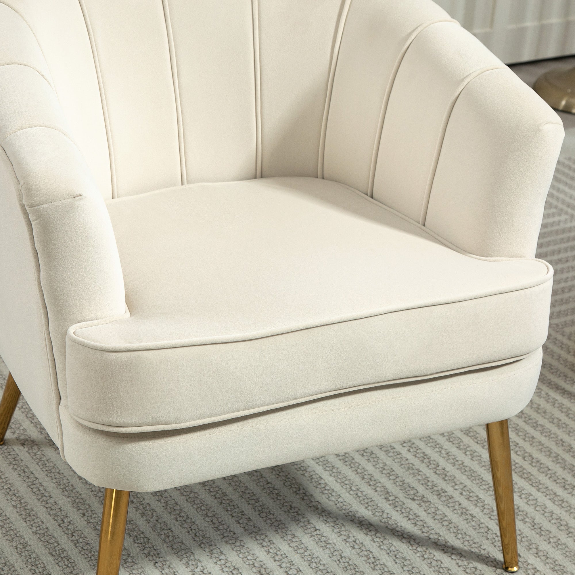 Fabric Armchair Modern Accent Chair Cream White-DECOROLALA