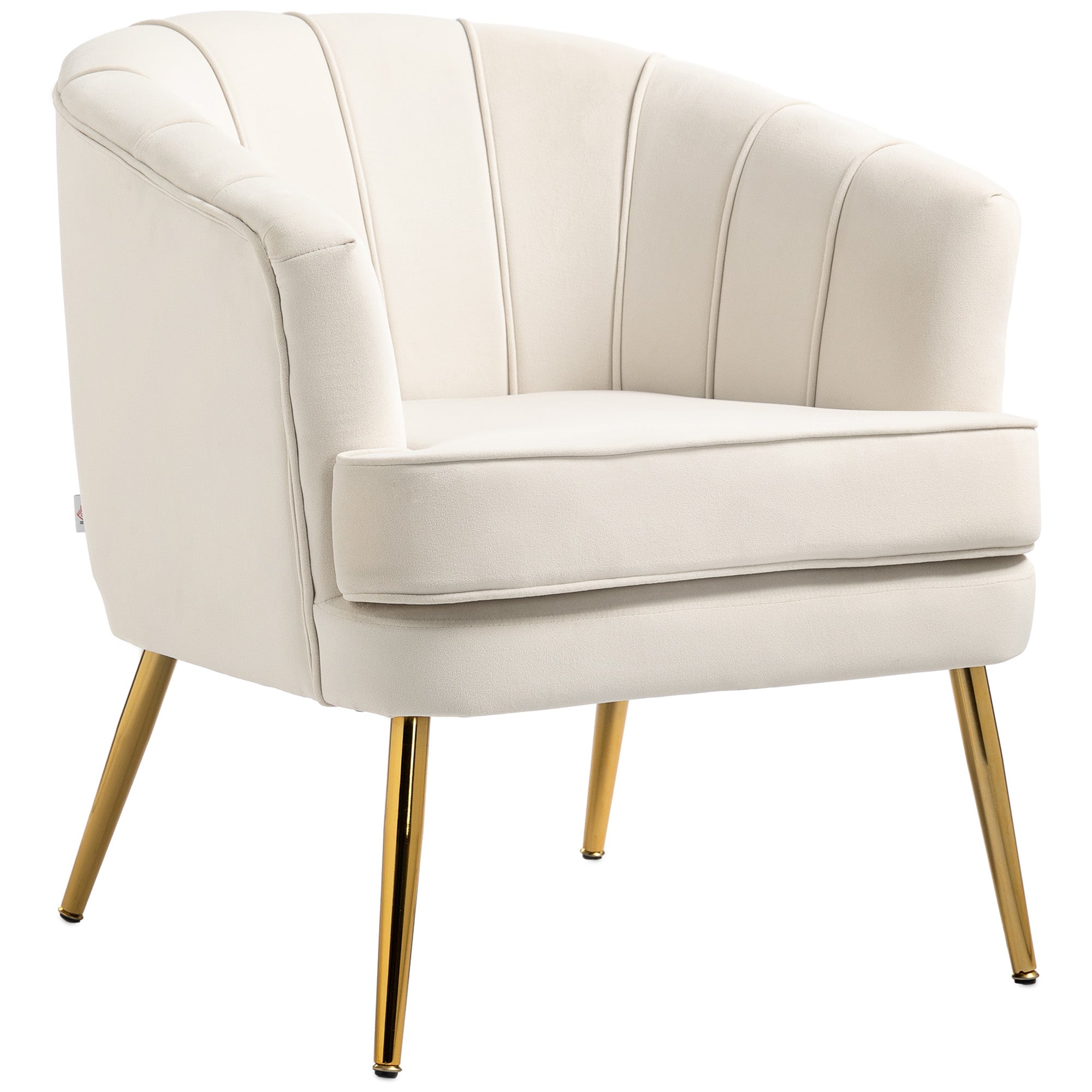 Fabric Armchair Modern Accent Chair Cream White-DECOROLALA