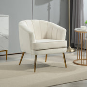 Fabric Armchair Modern Accent Chair Cream White-DECOROLALA