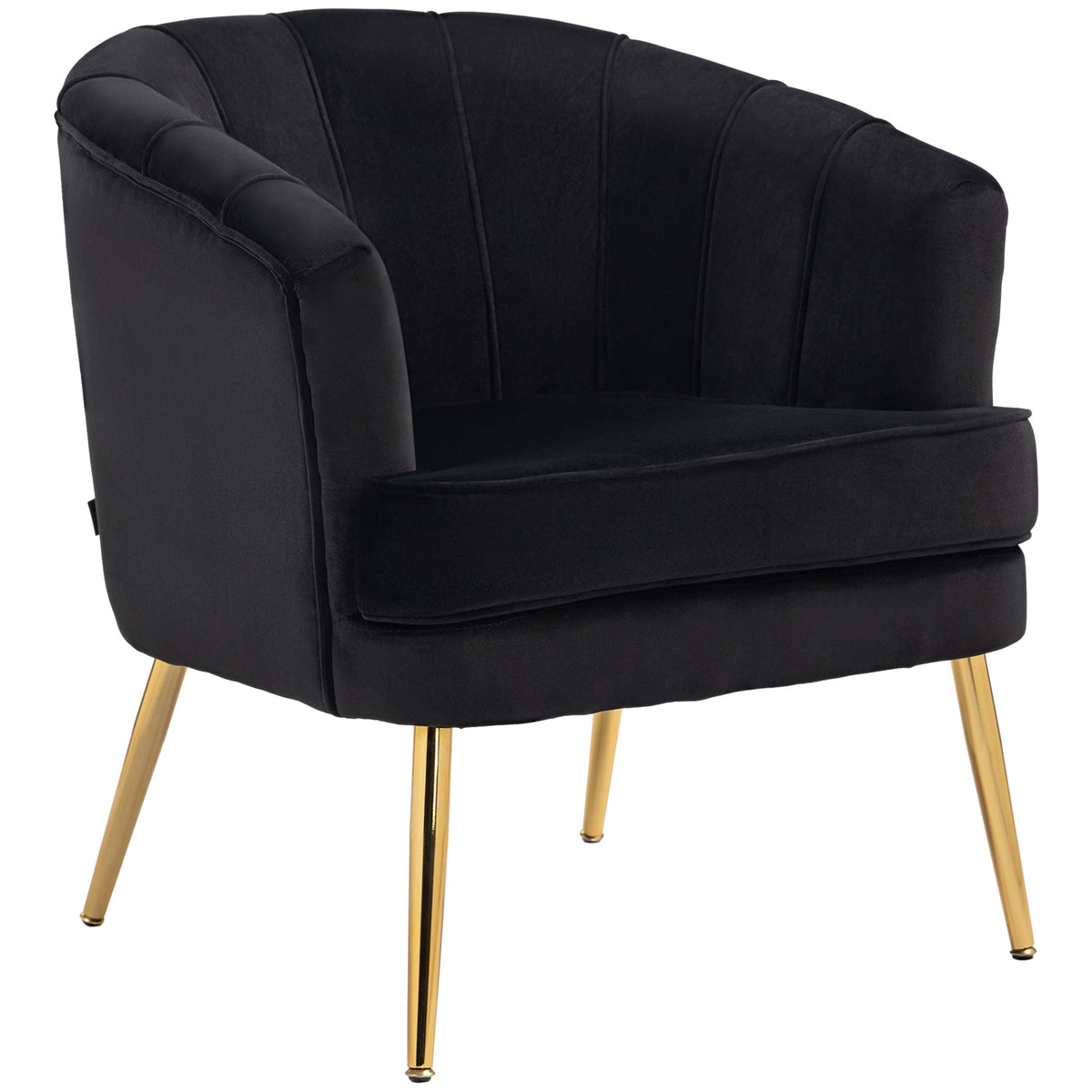 Fabric Armchair Modern Accent Chair Gold Metal Legs Black-DECOROLALA