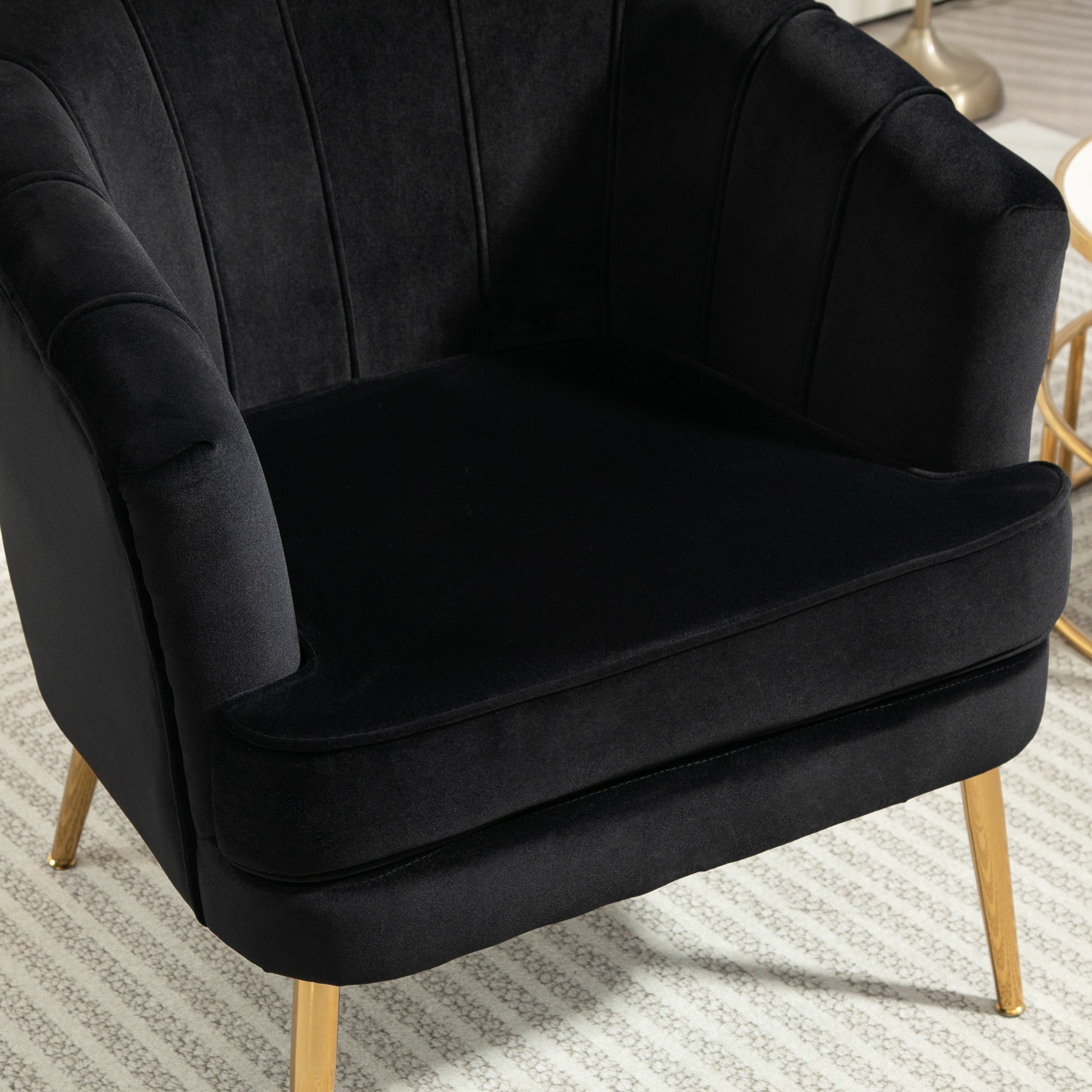 Fabric Armchair Modern Accent Chair Gold Metal Legs Black-DECOROLALA
