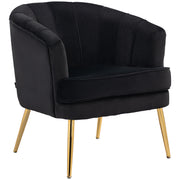 Fabric Armchair Modern Accent Chair Gold Metal Legs Black-DECOROLALA
