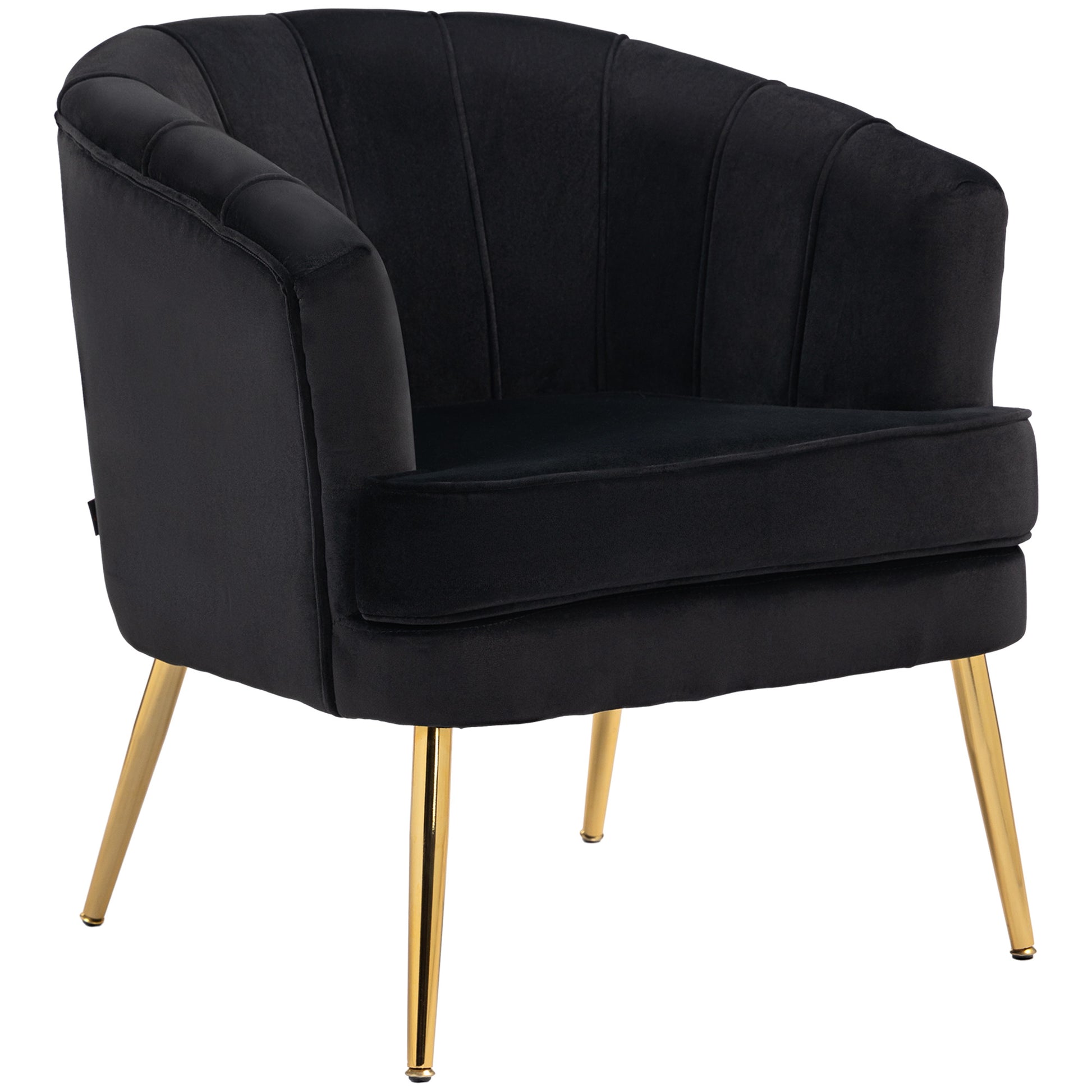 Fabric Armchair Modern Accent Chair Gold Metal Legs Black-DECOROLALA