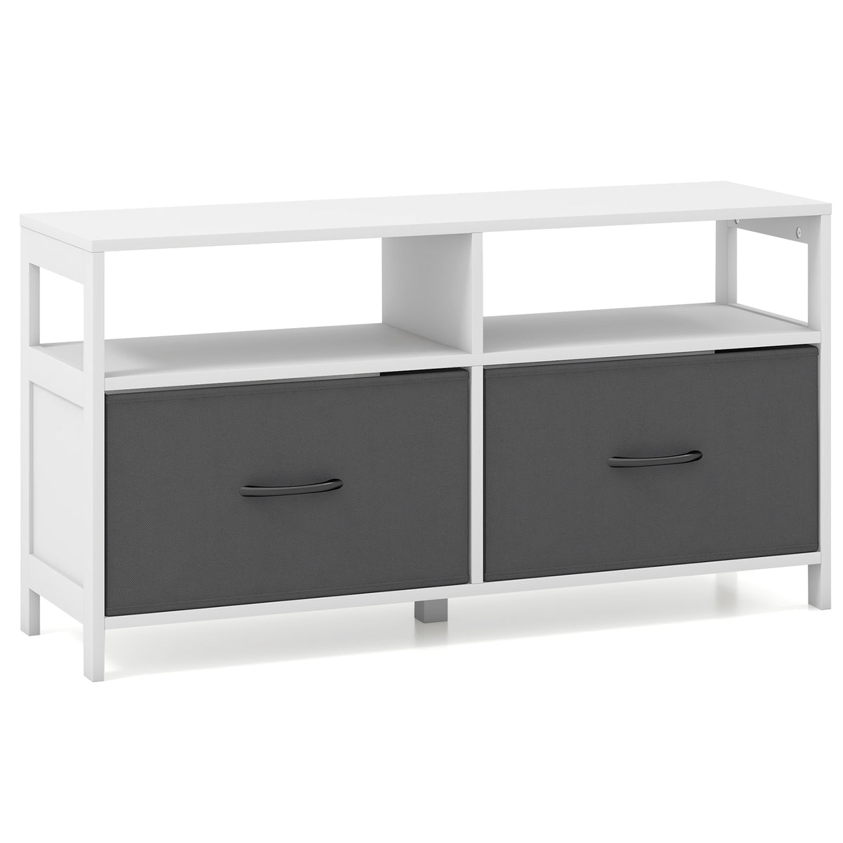 Fabric Chest of Drawers 2 Drawers 2 Shelves White-Dressers & Chests-DECOROLALA