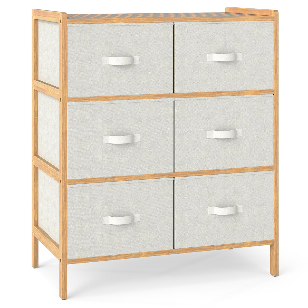 Fabric Dresser with 6 Drawers - Natural (min order qty 2)-Dressers & Chests-DECOROLALA