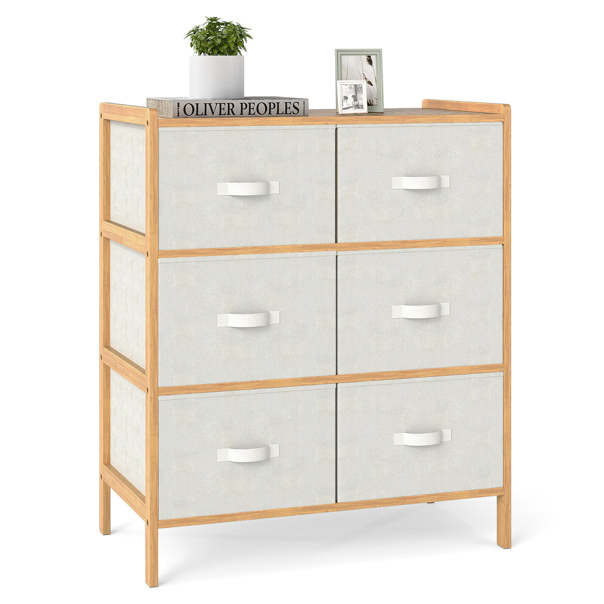 Fabric Dresser with 6 Drawers - Natural (min order qty 2)-Dressers & Chests-DECOROLALA
