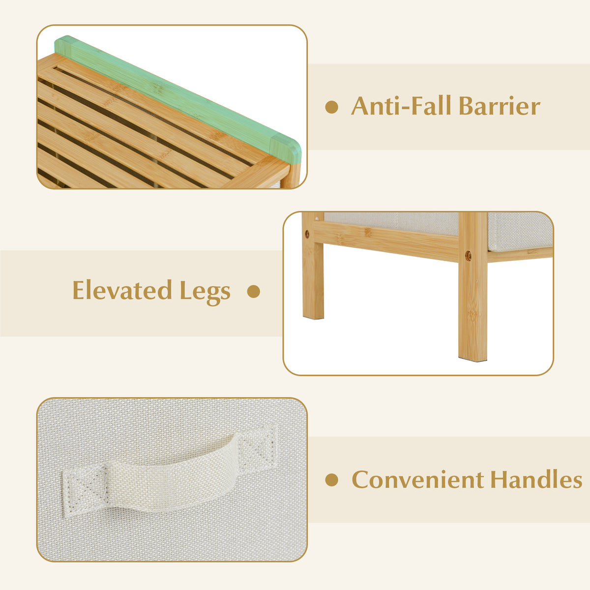 Fabric Dresser with 6 Drawers - Natural (min order qty 2)-Dressers & Chests-DECOROLALA