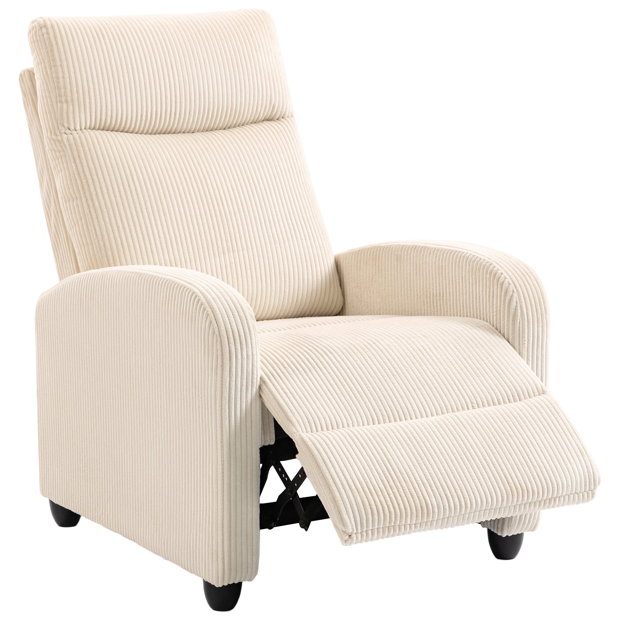 Fabric Recliner Chair Manual Beige Corduroy-DECOROLALA