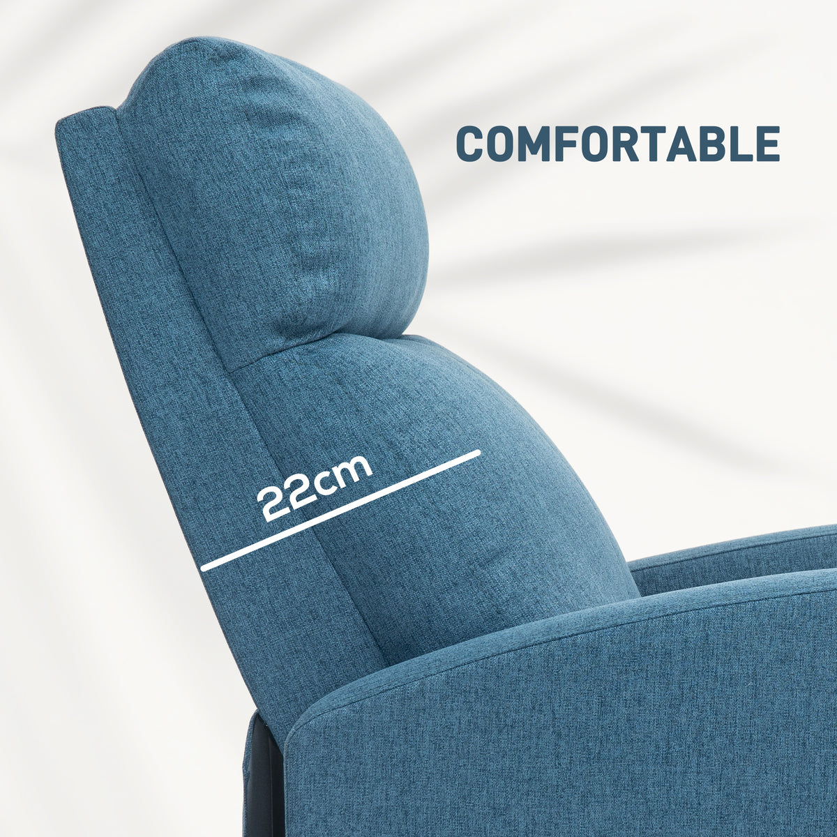 Fabric Recliner Chair Manual Blue Padded Seat-DECOROLALA