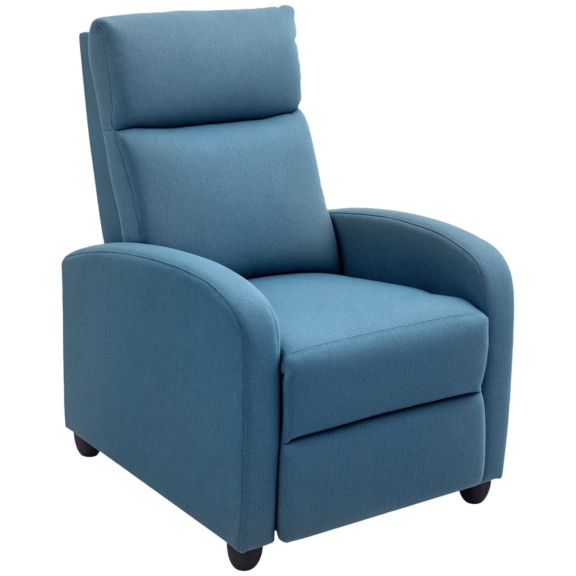 Fabric Recliner Chair Manual Blue Padded Seat-DECOROLALA