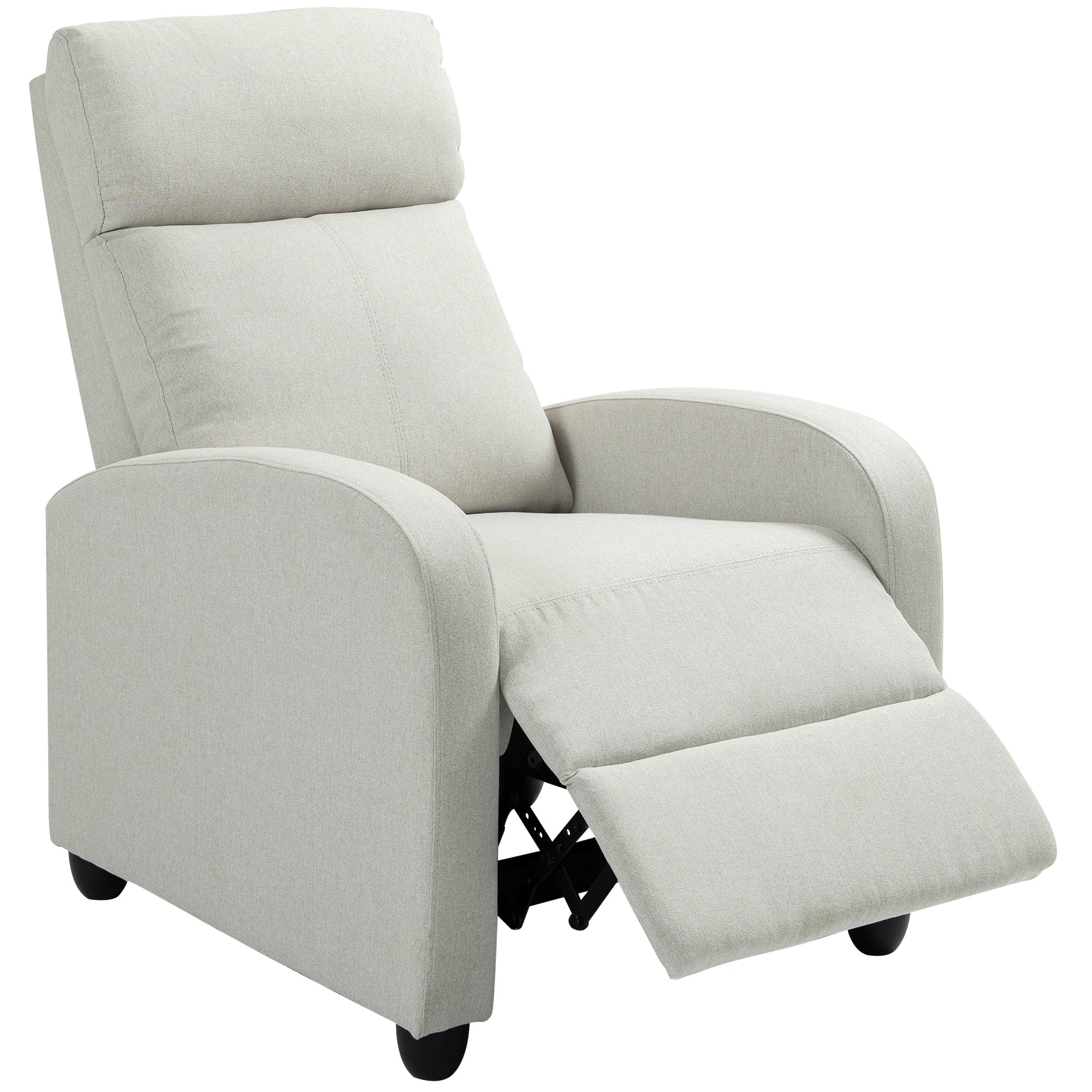 Fabric Recliner Chair Manual Cream White-DECOROLALA