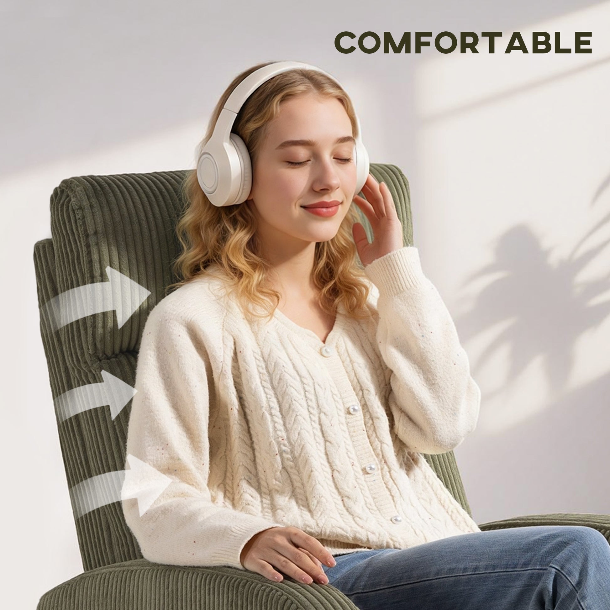 Fabric Recliner Chair Manual Dark Green Corduroy-DECOROLALA