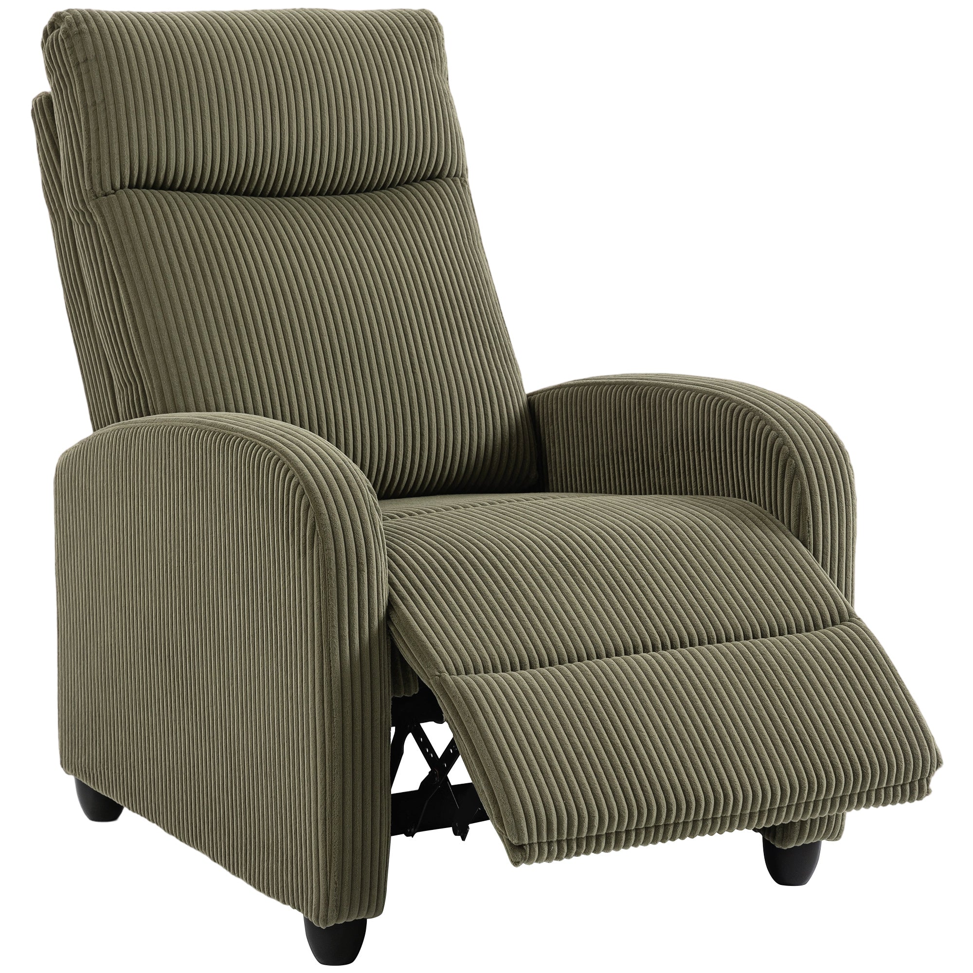 Fabric Recliner Chair Manual Dark Green Corduroy-DECOROLALA