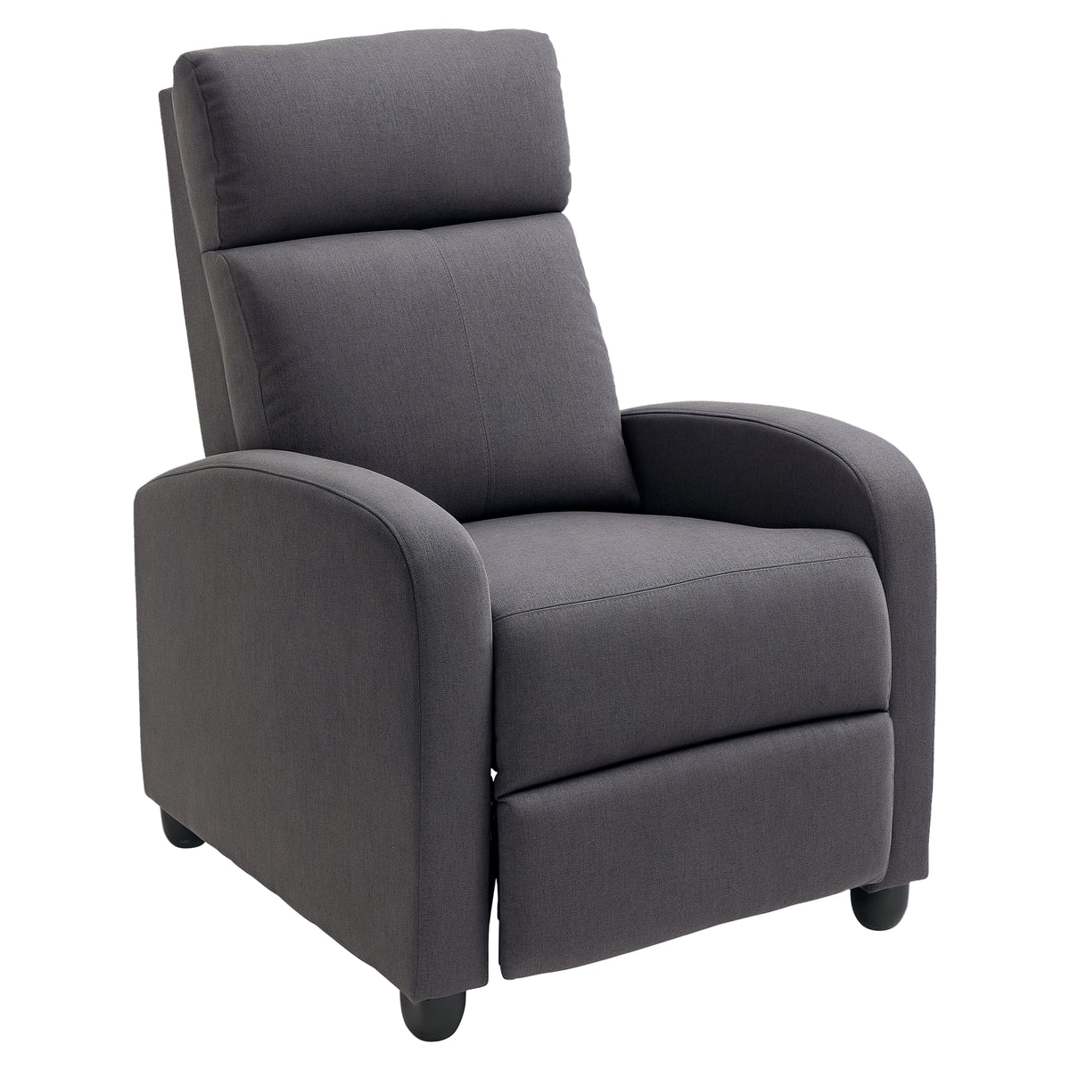 Fabric Recliner Sofa, Single Reclining Chair, Dark Grey, 135¡ Recline, Padded Seat-DECOROLALA