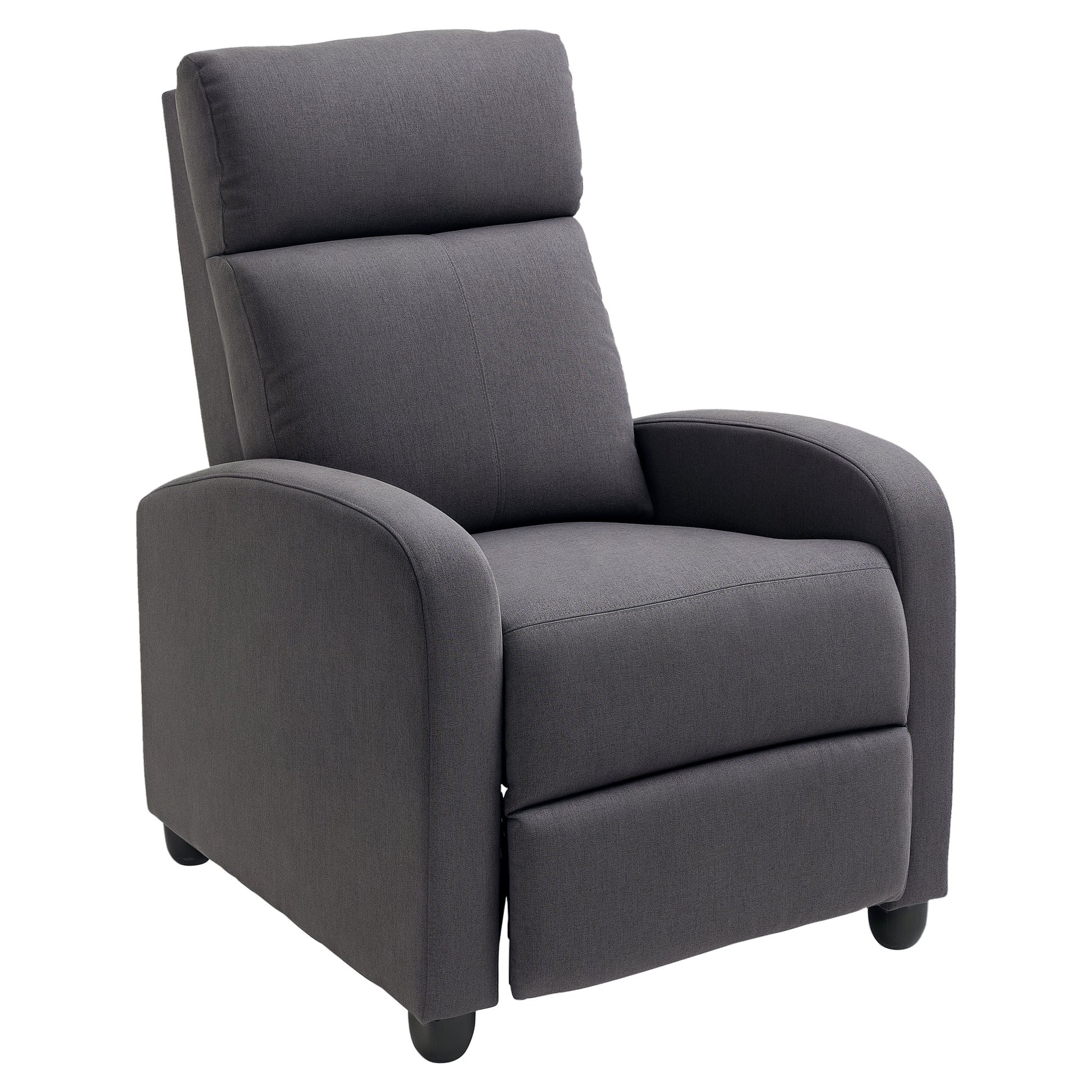 Fabric Recliner Sofa, Single Reclining Chair, Dark Grey, 135¡ Recline, Padded Seat-DECOROLALA