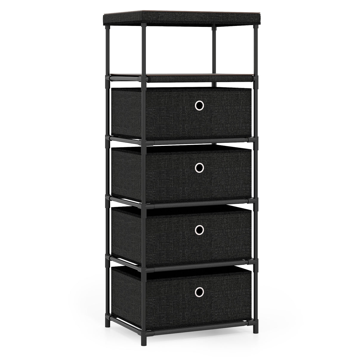 Fabric Storage Tower Dresser - Rustic Brown & Black (min order qty 2)-Dressers & Chests-DECOROLALA
