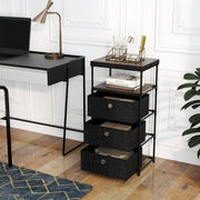 Fabric Storage Tower - Rustic Brown & Black (min order qty 2)-Dressers & Chests-DECOROLALA