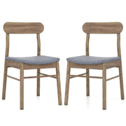 Fabric Upholstered Kitchen Armless Dining Chairs with Rubber Wood Frame Set of 2-Oak-Dining Chairs-DECOROLALA