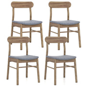 Fabric Upholstered Kitchen Armless Dining Chairs with Rubber Wood Frame Set of 4-Oak-Dining Chairs-DECOROLALA